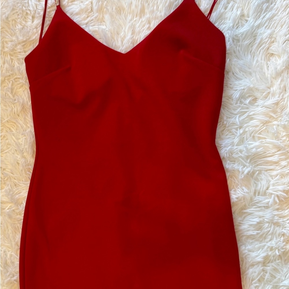 Iris Red Slip Dress Spaghetti Strap V-Neck Cocktail